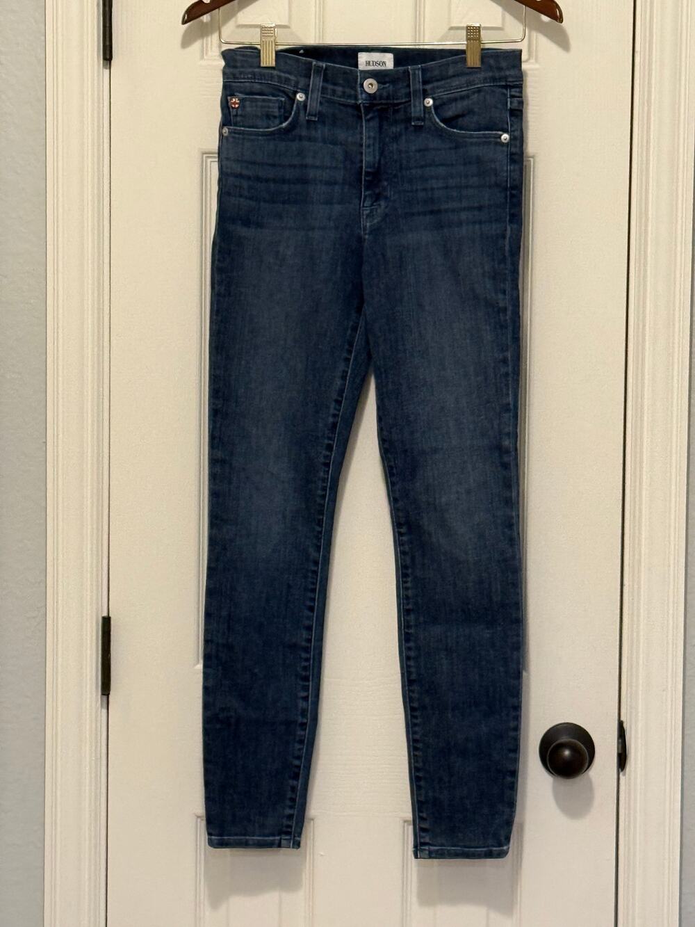 Hudson Blair High Rise Skinny Ankle Jeans Size 25 Stretch Dark Wash Sleek Fit